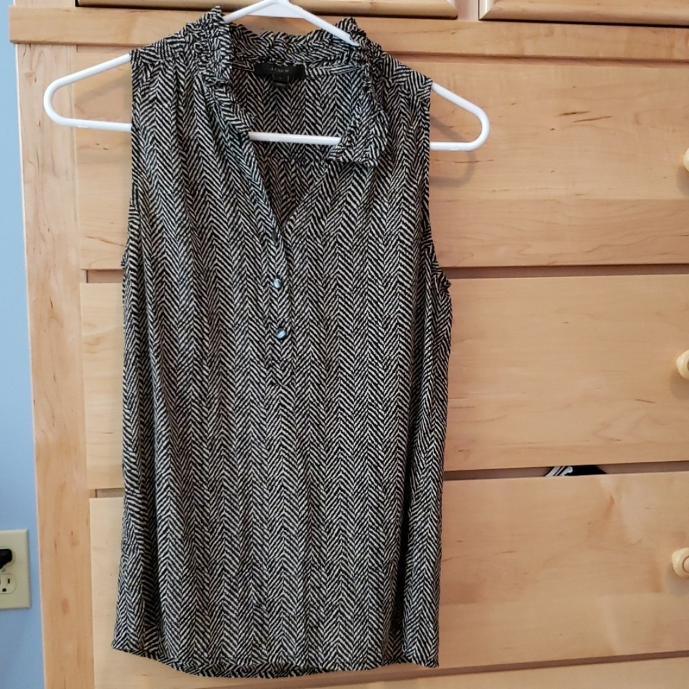 J. Crew Sleeveless Blouse Zebra Black/White
